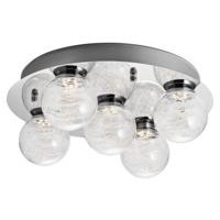 LED Ceiling Light with 5 x Spherical Glass Shades and Chrome Back Plate