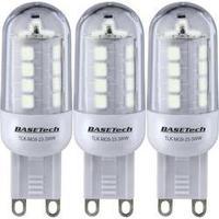 LED (monochrome) Basetech 230 V G9 3 W = 25 W Warm white EEC: A+ Pen (Ø x L) 19.50 mm x 59 mm 3 pc(s)