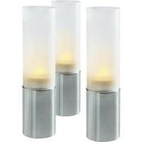 LED decorative light 3-piece set Candle LED Renkforce SH02+MP02-37 White, Silver