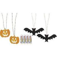 LED Pumpkin Fairy Lights and LED Bat Fairy Lights Orange, Black incl. Batteries