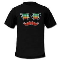 LED T-shirts Sound activated LED lights Cotton Novelty 2 AAA Batteries