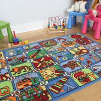 Letter, Picture, Number & Time Fun Educational Kids Rug - 133cmx200cm