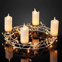 LED metal advent wreath, white, 35 cm
