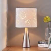 Lenna bedside table lamp with velvet lampshade