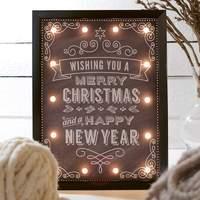 LED picture Merry Christmas with wooden frame
