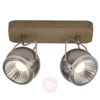 LED ceiling spotlight Tribe with wooden canopy