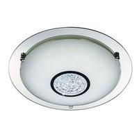 LED Chrome Flush White Glass Shade Ceiling Light