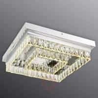 LED crystal ceiling light Febe, square, 42 cm
