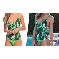 Leaf-Print One-Piece Bikinis - 4 Sizes