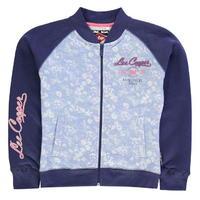 Lee Cooper Textured AOP Baseball Zip Jacket Junior Girls