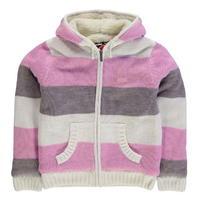 Lee Cooper Stripe Fleece Lined Knitted Jacket Junior Girls