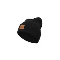 leather patch long beanie size one size