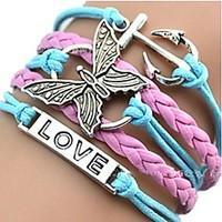 leather charm bracelets european butterfly 18cm womens multicolor leat ...