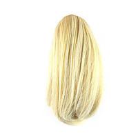 Length White Gold Wig 26CM Synthetic Straight High Temperature Wire Gripper Small Ponytail Color 1003