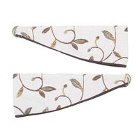 leaf trail natural tapestry look contrast piped tiebacks pair