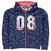 lee cooper textured aop zip hoody junior girls