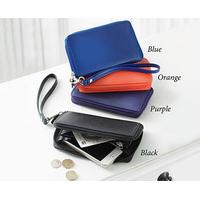 Leather Smartphone Purse, Blue, Real Leather