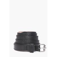 leather skinny belt black