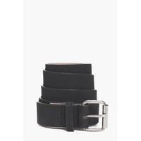 leather belt with metal buckle black