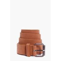 leather belt with metal buckle dark brown