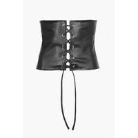 leather look lace up corset belt black