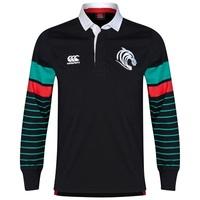 leicester tigers stripe long sleeved rugby jersey black