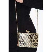 leopard print metallic box clutch gold