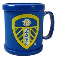 leeds united fc crested plastic mug