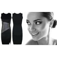 Leather-look Patchwork Pencil Skirt Dress