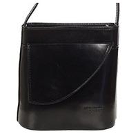 Leather Shoulder Bag - small evening bag made in Italy (18x19x6, 5 cm), Colour:Black