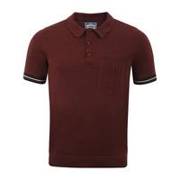 le shark piers oxblood knitted polo shirt