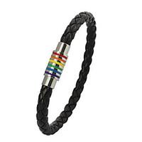 Leather Bracelets Stainless Steel Rainbow LGBT Magnetic Bangle Fashion Pride Party Jewelry