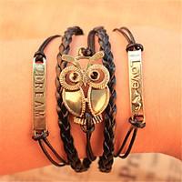 leather charm braceletsunisex multilayer leather bracelet owl dream in ...