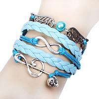 leather Charm Bracelets BaoGuangMusic Notes and Infinity Charm Handmade Leather Bracelet Jewelry Christmas Gifts