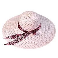 leopard summer straw hat cap beautiful girllady round wide brim hawaii ...