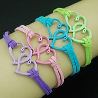 leather Charm Bracelets Shixin European Heart 18cm Women\'s Multicolor Leather Wrap Bracelet inspirational bracelets(1 Pc)