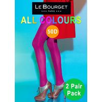 Le Bourget All Colours Slide Touch 50D Opaque Tights 2 Pair Pack