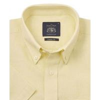 Lemon Linen Blend Casual Fit Short Sleeve Shirt L Short Sleeve - Savile Row