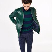 Leather Bomber Jacket - Deep Pine