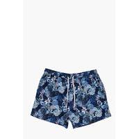 length floral print swim shorts blue