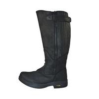 Leather Extra-Wide Calf Boots, Black, Size 8, Leather