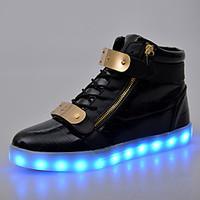 LED Light Up Shoes, Running Shoes Men\'s Shoes / Athletic / Casual Patent Leather Fashion Sneakers Black / White