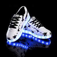 LED Light Up Shoes/Unisex Sneakers/Luminous/Comfort/Casual Flat Heel Lace-up/ White Walking