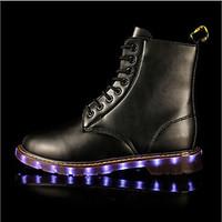 LED Light Up Shoes, Unisex Winter Boots Fall / Winter Fashion Boots Synthetic Outdoor / Casual Flat Heel Black / Brown
