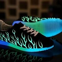 LED Light Up Shoes, Running Shoes Men Women Unisex Couple / Athletic / Casual Canvas Flame Pattern Luminous Fluorescent Sports Shoes Sneakers