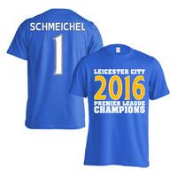 leicester city 2016 premier league champions t shirt schmeichel 1 blue