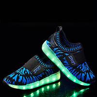LED Light Up Shoes, Boy\'s Loafers Slip-Ons Spring / Fall Comfort Fabric Casual Flat Heel Magic Tape Black / Blue / Pink / Red Sneaker