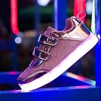 LED\'s Shoes Girls\' Sneakers Light Up Shoes Synthetic Tulle Summer Fall Outdoor Athletic Casual Magic Tape LED Flat Heel Blushing Pink Silver Gold Flat
