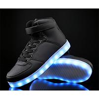 LED Light Up Shoes, Boy\'s Sneakers Spring / Fall Comfort PU / Cowhide Athletic Flat Heel Others/ Lace-up Black / Blue / White Sneaker