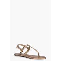 Leather Pony Hair Thong Toe Post Sandal - black